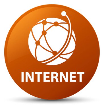 Internet (küresel ağ simgesini) kahverengi yuvarlak düğmesi