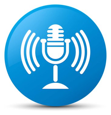 Mikrofon simgesi mavi mavi yuvarlak düğmesi