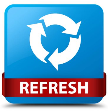 Camgöbeği mavi kare düğme kırmızı kurdele orta Yenile