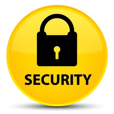 Güvenlik (asma kilit simgesi) özel sarı yuvarlak düğmesi