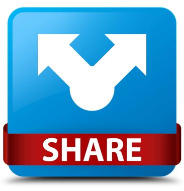 Camgöbeği mavi kare düğme kırmızı kurdele orta paylaşmak