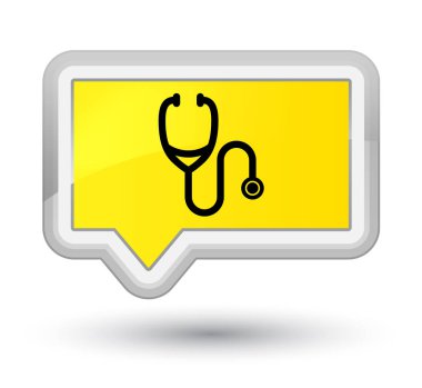 Stetoskop simgesi Başbakan sarı banner buton