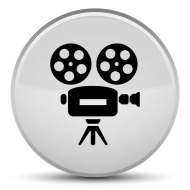 Video kamera simgesi özel beyaz yuvarlak düğmesi