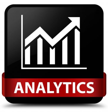 Analytics (istatistik simgesi) siyah kare düğme kırmızı kurdele mi