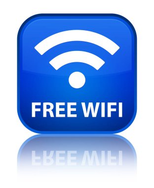 Ücretsiz Wi-Fi özel mavi kare düğme