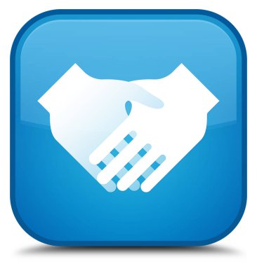 El sıkışma kutsal kişilerin resmi özel camgöbeği mavi kare düğme