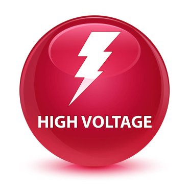Yüksek gerilim (elektrik simgesi) cam gibi pembe yuvarlak düğmesi