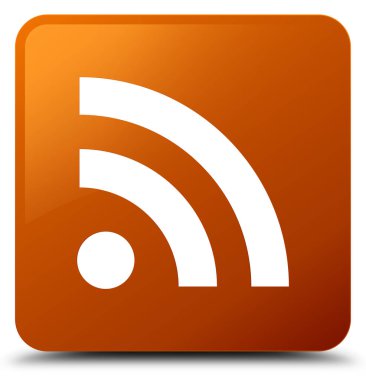 RSS simgesi kahverengi kare düğme