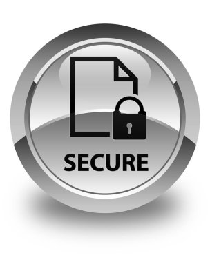 (Belge sayfa asma kilit simgesi) parlak düğme beyaz güvenli