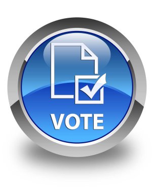 Oy (anket simgesi) parlak mavi yuvarlak düğmesine