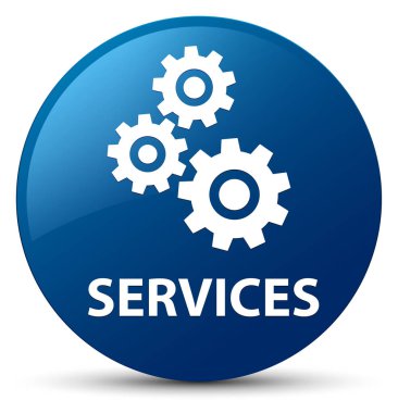 Hizmetleri (vites simgesi) Mavi düğme yuvarlak
