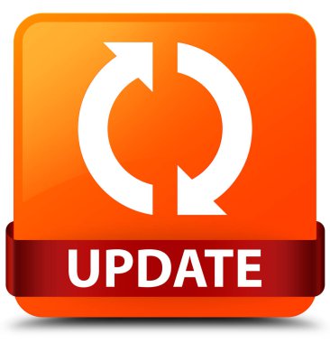 Güncelleştirme turuncu kare düğme kırmızı kurdele orta