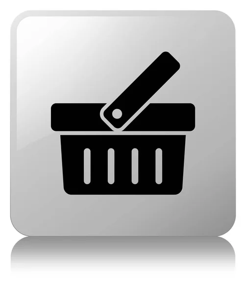 Shopping cart icon white square button — Stock Photo, Image