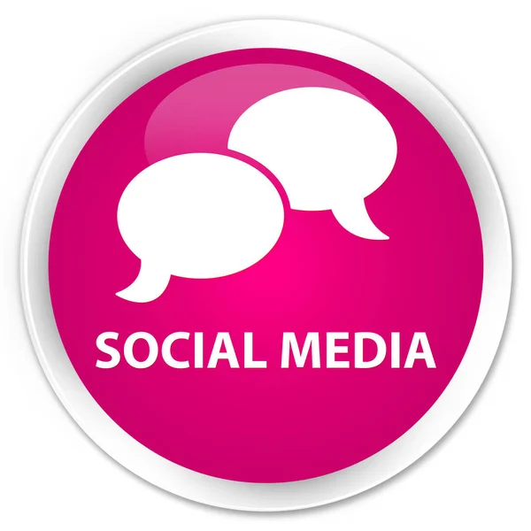 Mídia social (ícone de bolha de chat) botão redondo rosa premium — Fotografia de Stock