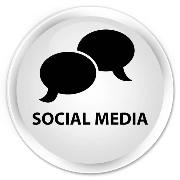 Social media (icona della bolla di chat) pulsante rotondo bianco premium — Foto Stock