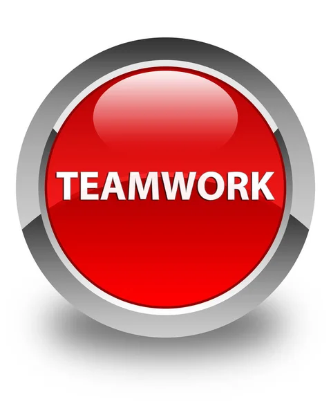 Teamwork glossy red round button — Stock Photo, Image