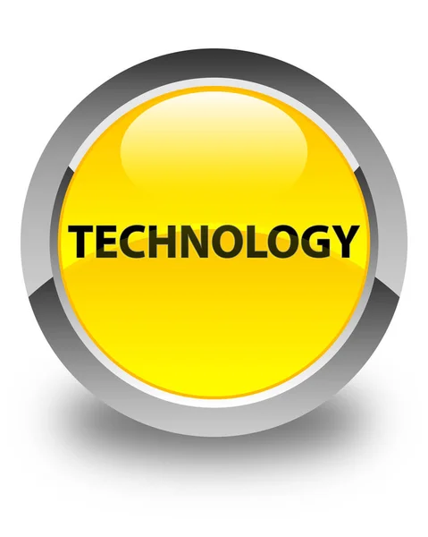 Tecnología brillante botón redondo amarillo — Foto de Stock