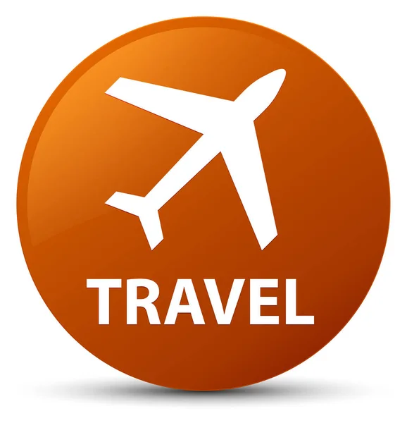 Travel (plane icon) brown round button — Stock Photo, Image