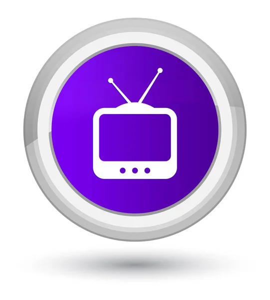 Icône TV bouton rond violet premier — Photo