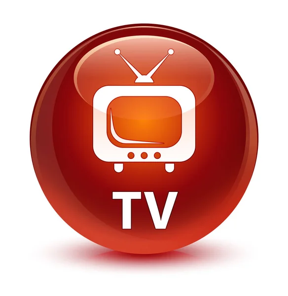 Tv 유리 갈색 둥근 버튼 — 스톡 사진