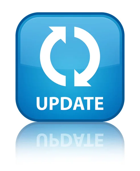 Update special cyan blue square button — Stock Photo, Image