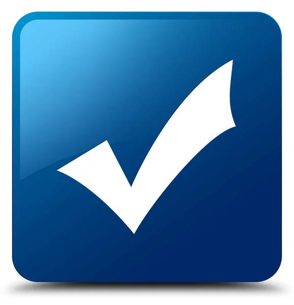 Validering ikonen blå fyrkantiga knappen — Stockfoto