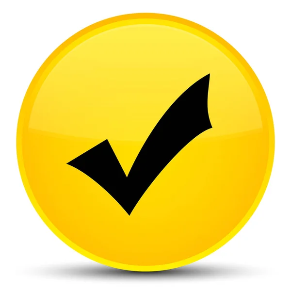 Icona di convalida speciale pulsante rotondo giallo — Foto Stock