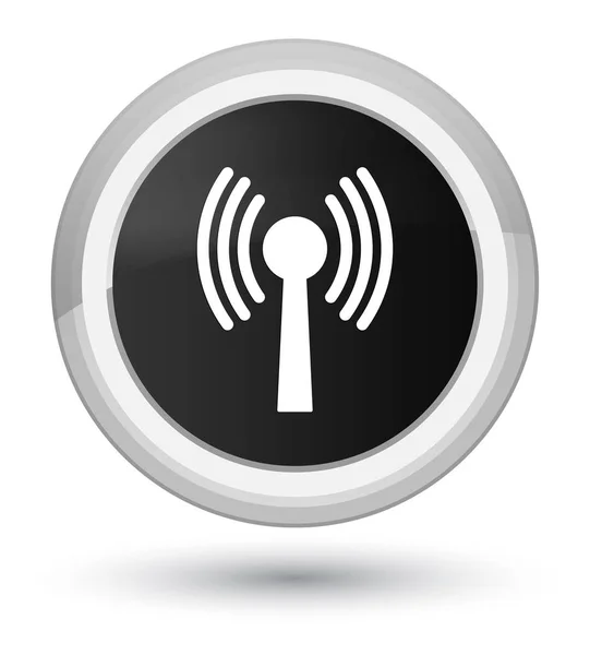 Wlan network icon prime black round button — Stock Photo, Image