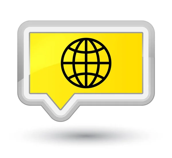 Icono del mundo primer botón de bandera amarilla — Foto de Stock