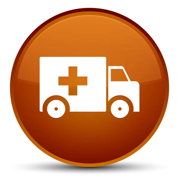 Ambulance icon special brown round button — Stock Photo, Image