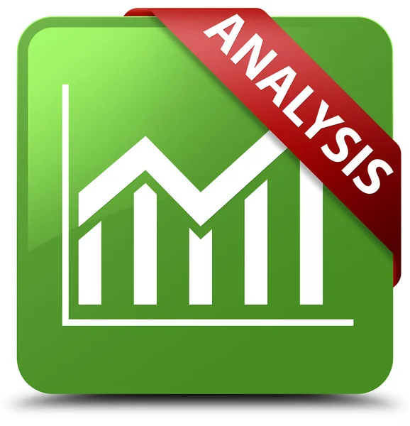 Analysis (statistics icon) soft green square button red ribbon i — Stock Photo, Image