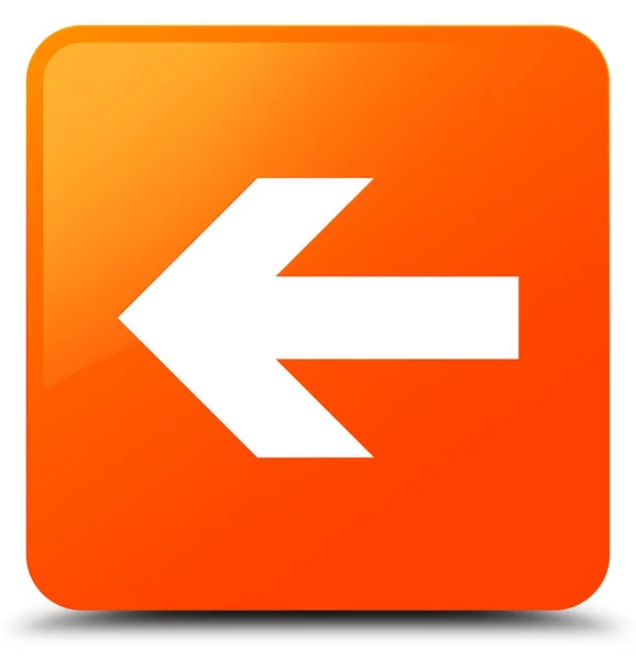 Indietro freccia icona arancione quadrato pulsante — Foto Stock