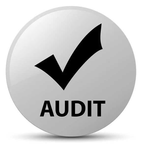 Audit (Symbol validieren) weißer runder Knopf — Stockfoto