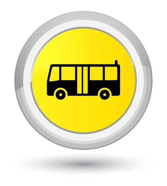 Bouton rond jaune prime icône bus — Photo