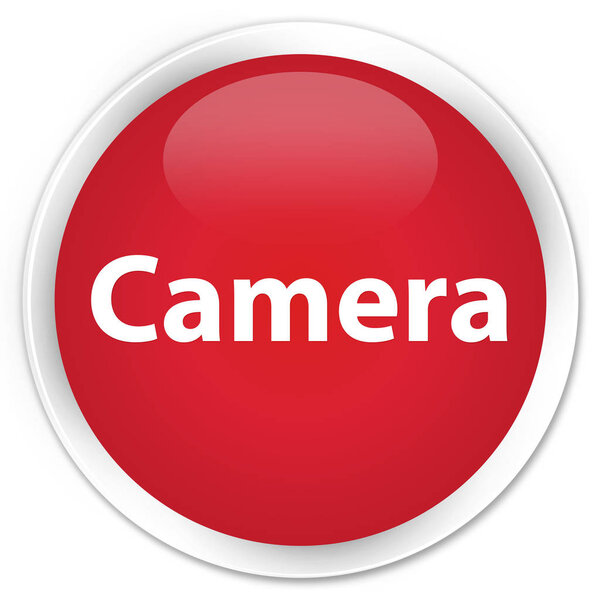 Camera isolated on premium red round button abstract illustration