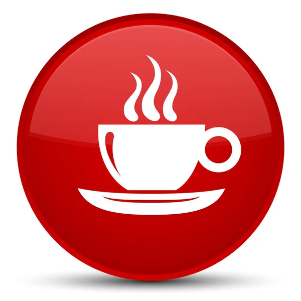 커피 컵 아이콘 특별 한 빨간 라운드 버튼 — 스톡 사진