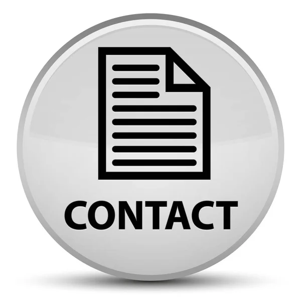 Speciální bílé kulaté tlačítko kontakt (ikona stránky) — Stock fotografie