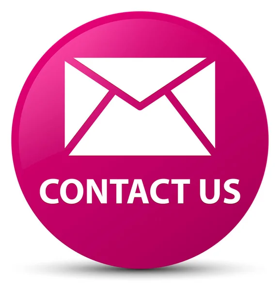 Contacte-nos (ícone de e-mail) botão redondo rosa — Fotografia de Stock