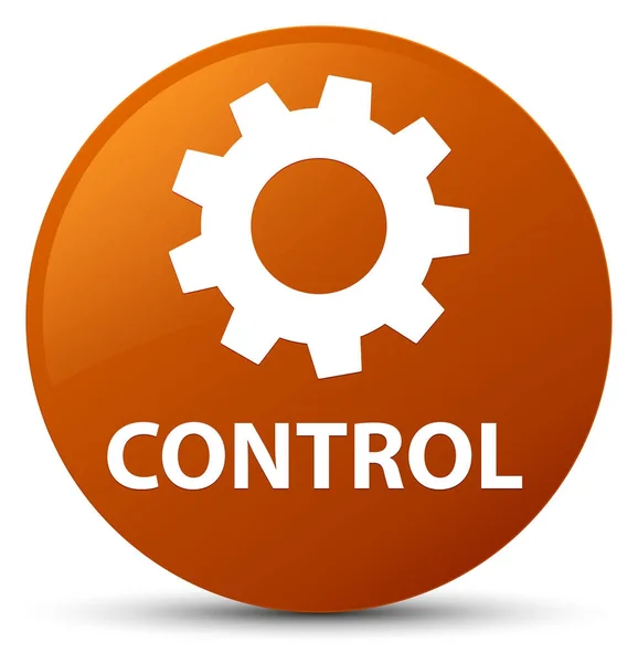 Control (icono de configuración) botón redondo marrón — Foto de Stock