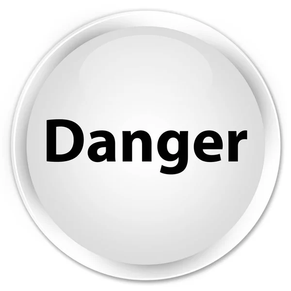 Tehlike premium beyaz yuvarlak düğmesi — Stok fotoğraf