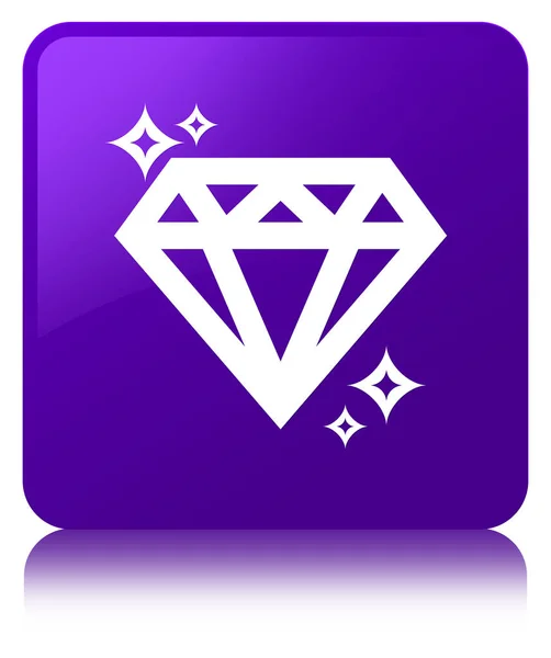 Diamond icon purple square button — Stock Photo, Image