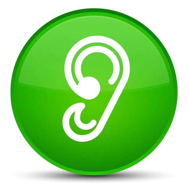 Icona dell'orecchio speciale pulsante rotondo verde — Foto Stock