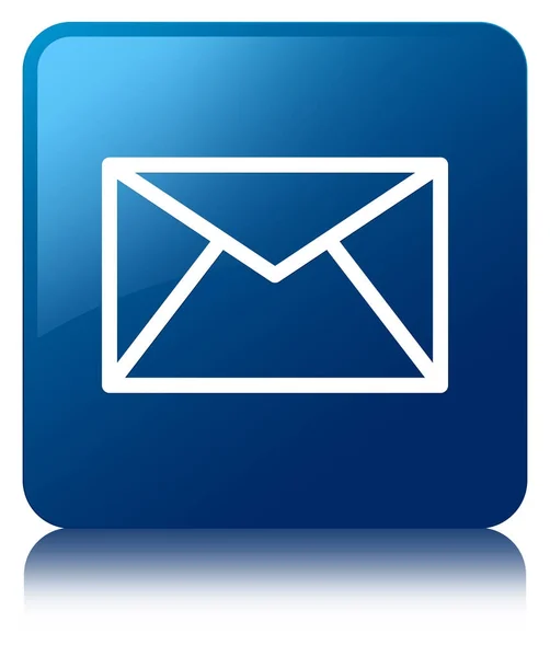 电子邮件图标蓝色方形按钮 — 图库照片