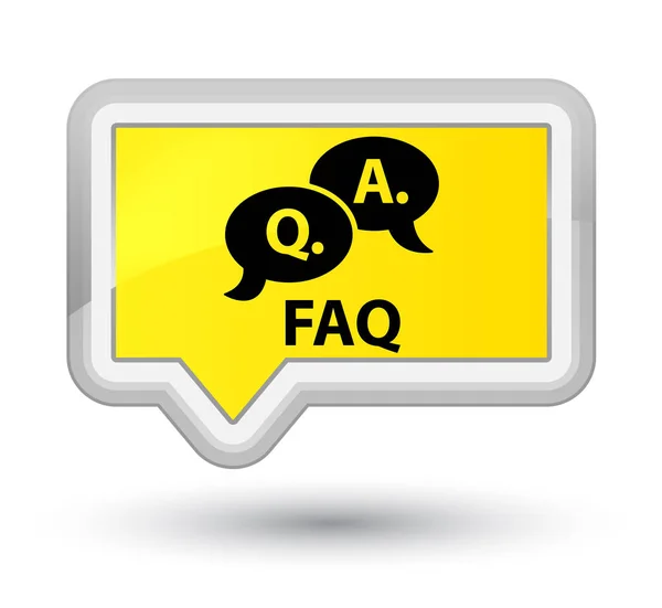 Faq (question answer bubble icon) prime yellow banner button — Stock Photo, Image