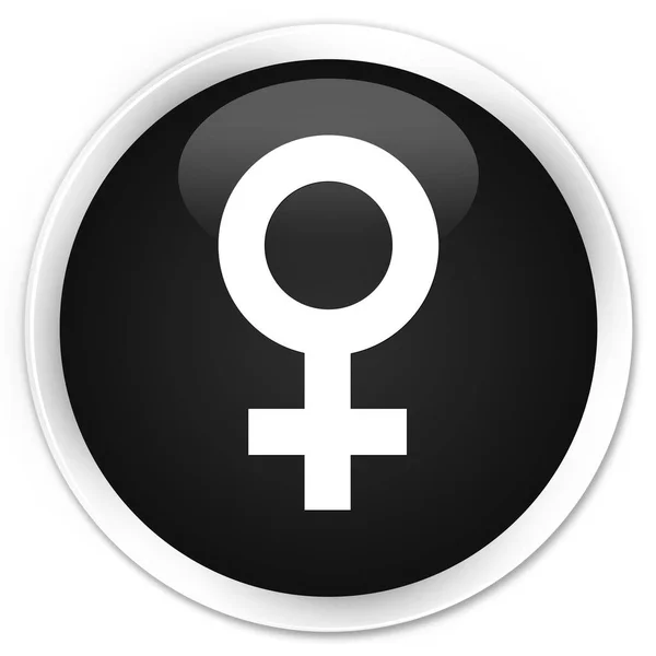 Icône signe féminin bouton rond noir premium — Photo