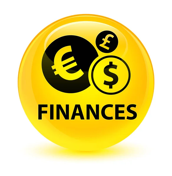 Финансы (знак евро) стеклянный желтый круглый кнопка — стоковое фото