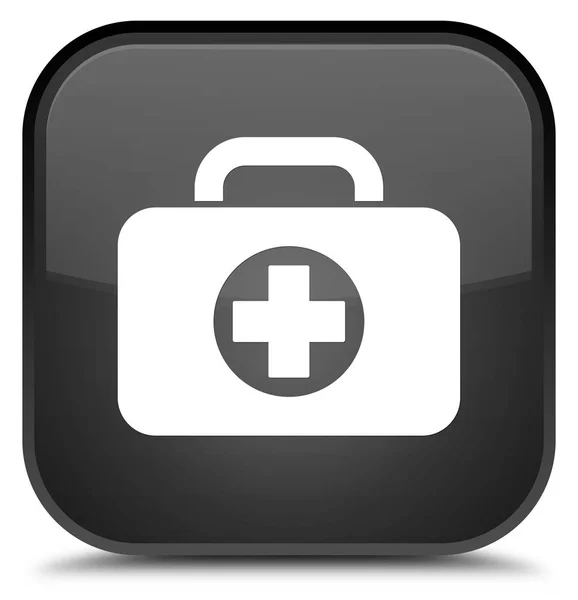 First aid kit bag icon special black square button — Stock Photo, Image