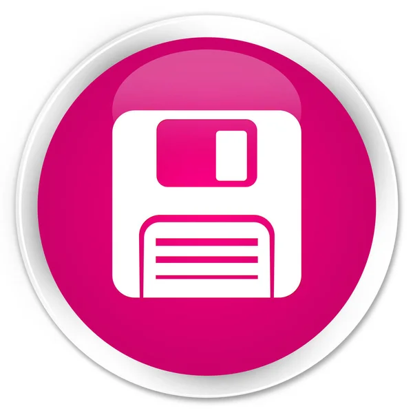 Diskette Symbol Premium rosa runden Knopf — Stockfoto