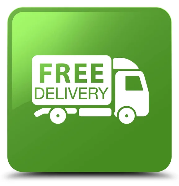 Free delivery truck icon soft green square button — Stock Photo, Image
