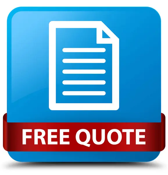 Free quote (page icon) cyan blue square button red ribbon in mid — Stock Photo, Image